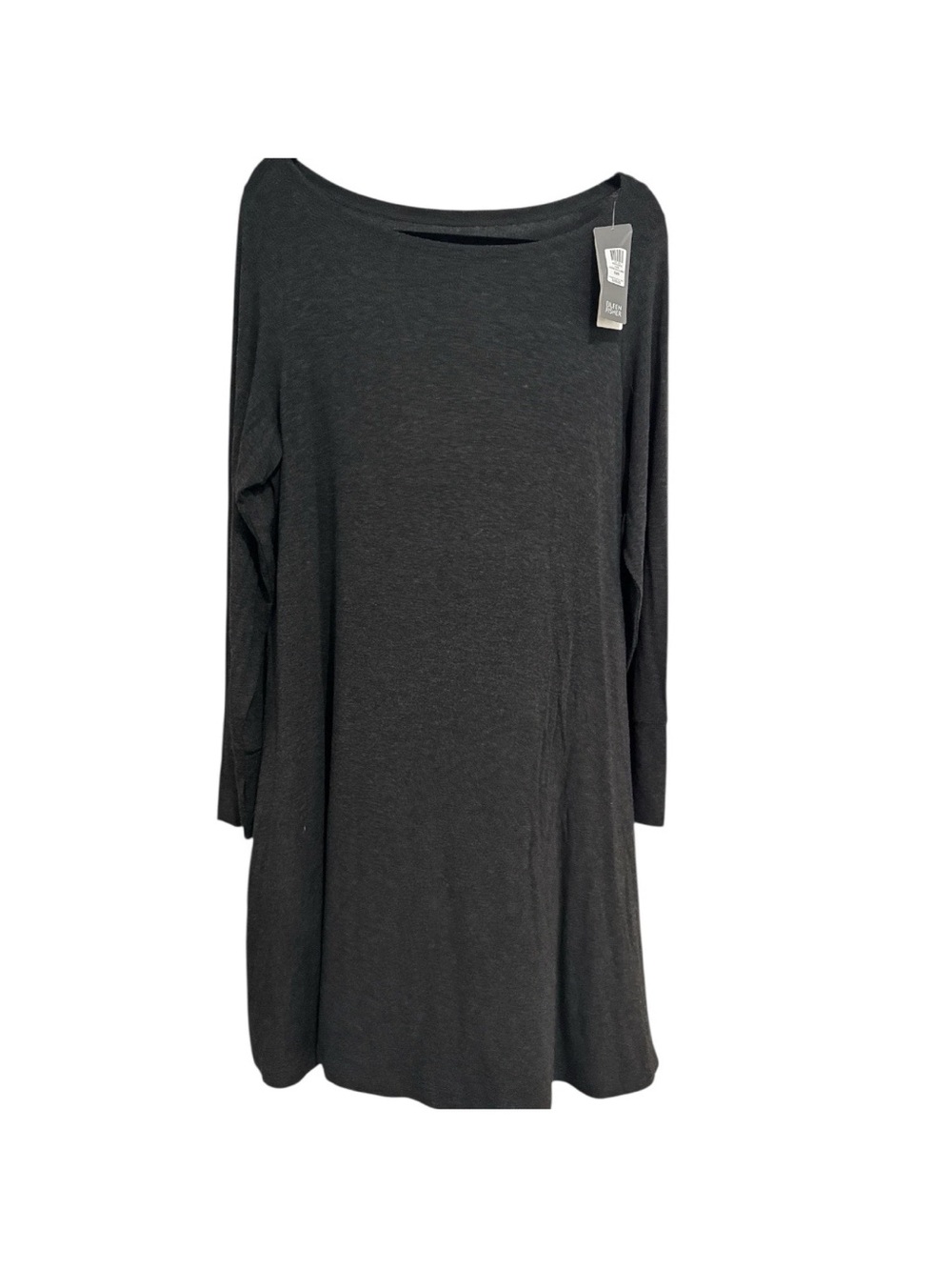 Eileen Fisher Bateau Neck Dress Charcoal Knee Length Long Sleeve NWT Size XL